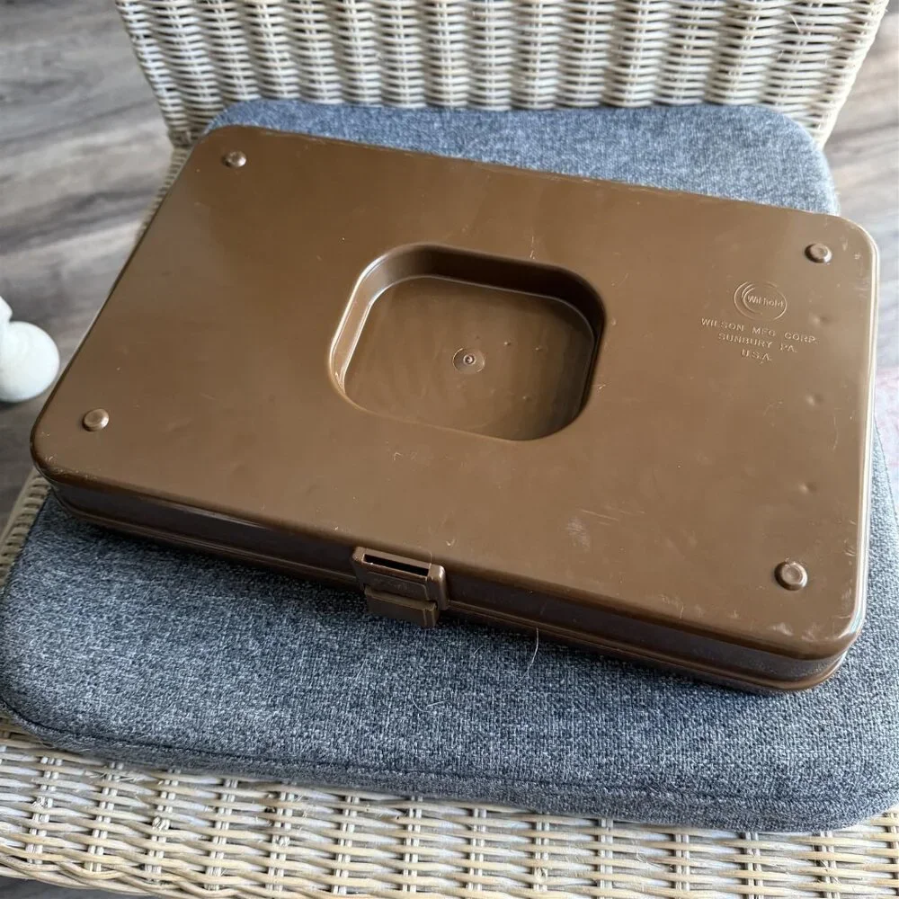 Vintage Brown Wilson Wil-Hold Thread Box Sewing Organizer Caddy Storage
